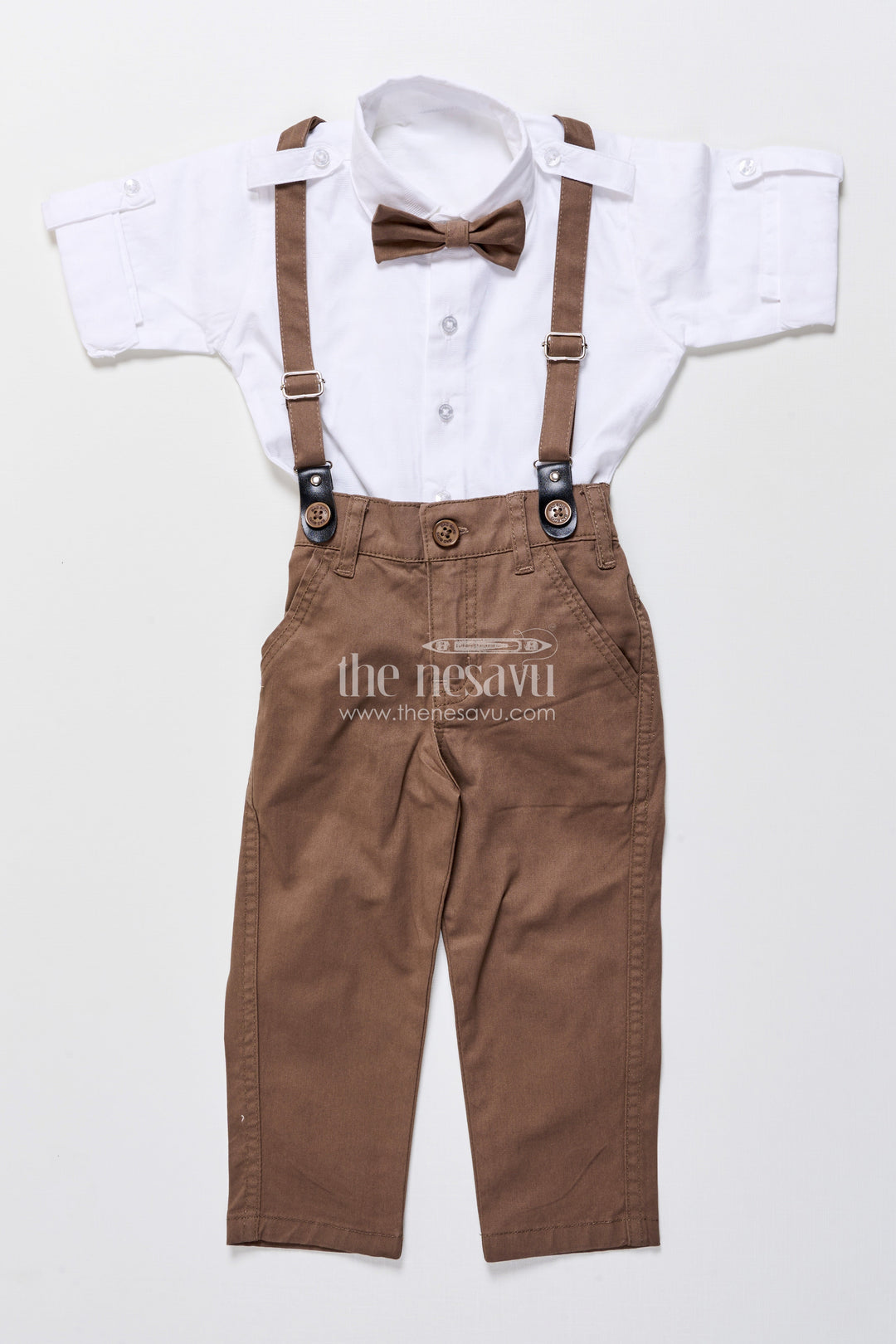 The Nesavu Boys Casual Set Toddler Boys Ethnic Casual Outfit for Home Functions and Playdates Nesavu Nesavu toddler boys ethnic casual set printed shirt belt daily wear functions