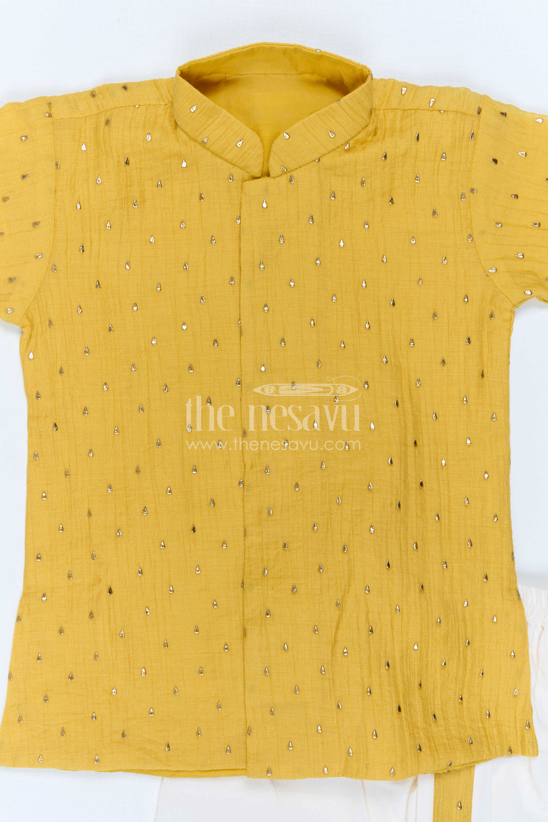 The Nesavu Boys Dothi Set Toddler Boys Ethnic Dothi Outfit for Festive Celebrations Nesavu Nesavu Toddler Boys Ethnic Dothi Outfit With Foil Detailing For Weddings And Festive Wear