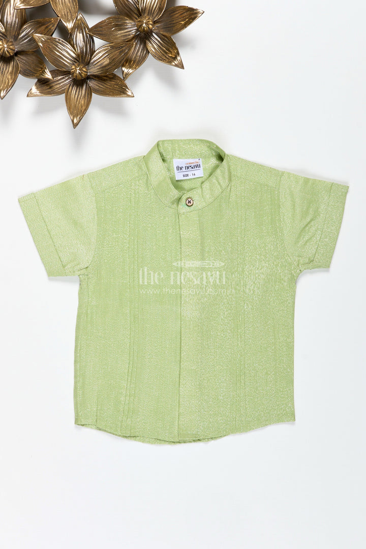 The Nesavu Boys Cotton Shirt Toddler Boys Ethnic Green Shirt for Festive Occasions and Family Functions Nesavu 16 (1Y) / Green BS303A-16 Nesavu Boys Ethnic Green Shirt Cotton Tissue Perfect Festivals Weddings Cultural Functions