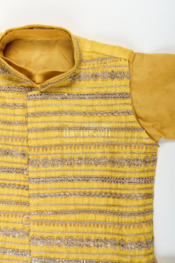 The Nesavu Boys Jacket Sets Toddler Boys Ethnic Jacket Set for Weddings and Festive Events Nesavu Nesavu toddler boys ethnic jacket set designer embroidery weddings festivals