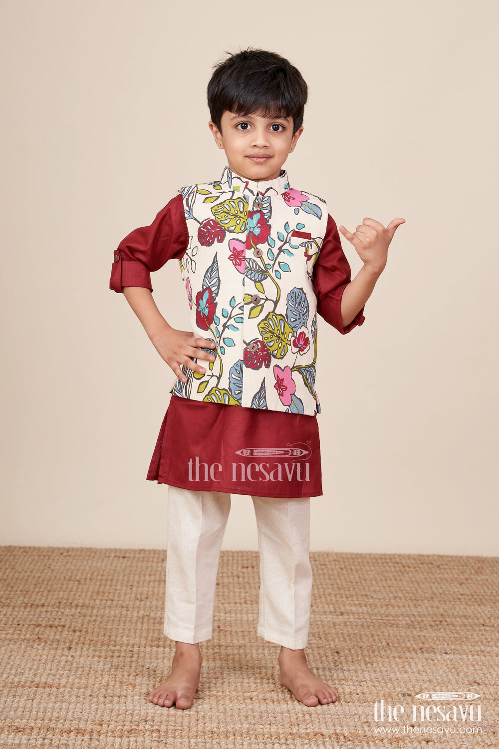 The Nesavu Boys Jacket Sets Toddler Boys Festive Jacket Set for Weddings and Family Events Nesavu Nesavu toddler boys ethnic jacket set weddings traditional events family celebrations