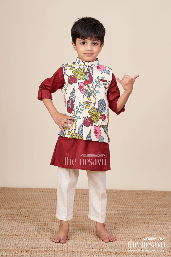 The Nesavu Boys Jacket Sets Toddler Boys Festive Jacket Set for Weddings and Family Events Nesavu Nesavu toddler boys ethnic jacket set weddings traditional events family celebrations
