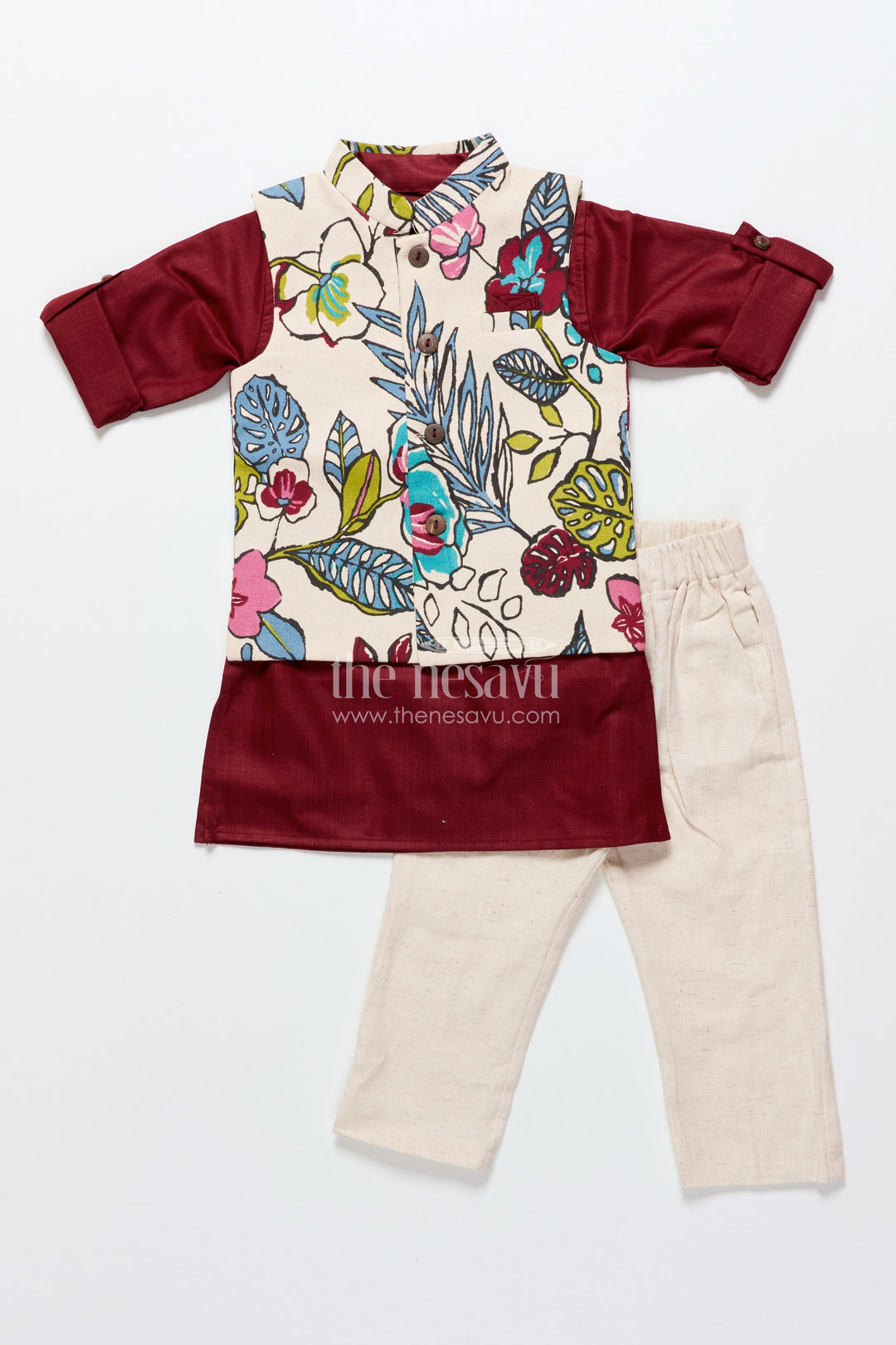 The Nesavu Boys Jacket Sets Toddler Boys Festive Jacket Set for Weddings and Family Events Nesavu Nesavu toddler boys ethnic jacket set weddings traditional events family celebrations