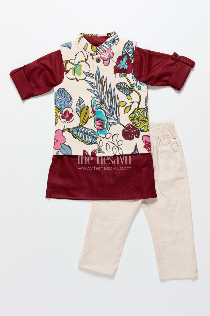 The Nesavu Boys Jacket Sets Toddler Boys Festive Jacket Set for Weddings and Family Events Nesavu Nesavu toddler boys ethnic jacket set weddings traditional events family celebrations