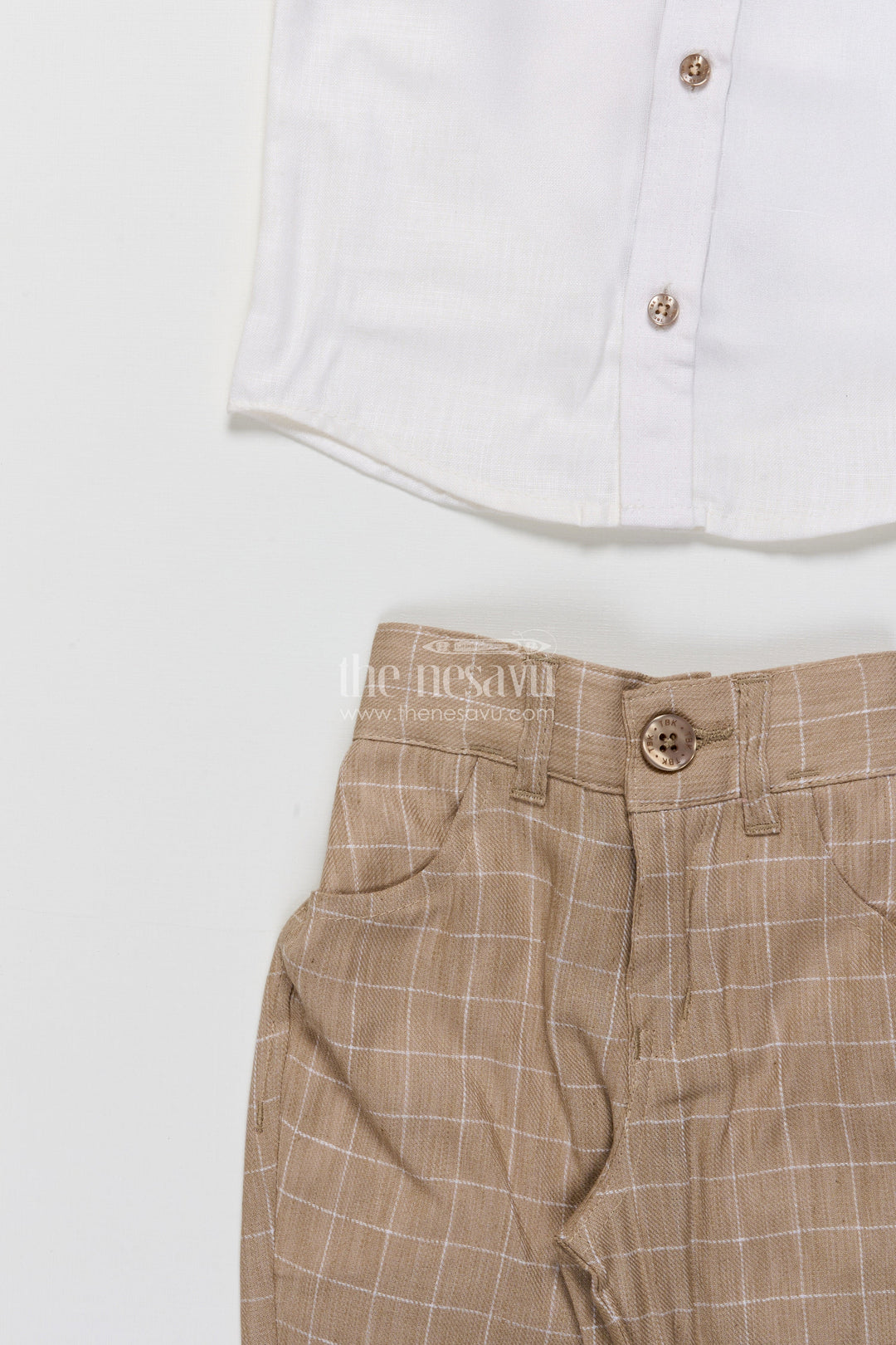 The Nesavu Boys Casual Set Toddler Boys Festive Jacket Set In Beige for Weddings and Events Nesavu Nesavu toddler boys festive jacket set beige cotton weddings traditional celebrations