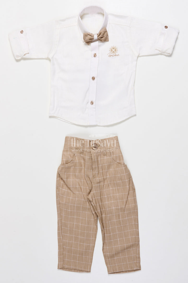 The Nesavu Boys Casual Set Toddler Boys Festive Jacket Set In Beige for Weddings and Events Nesavu Nesavu toddler boys festive jacket set beige cotton weddings traditional celebrations