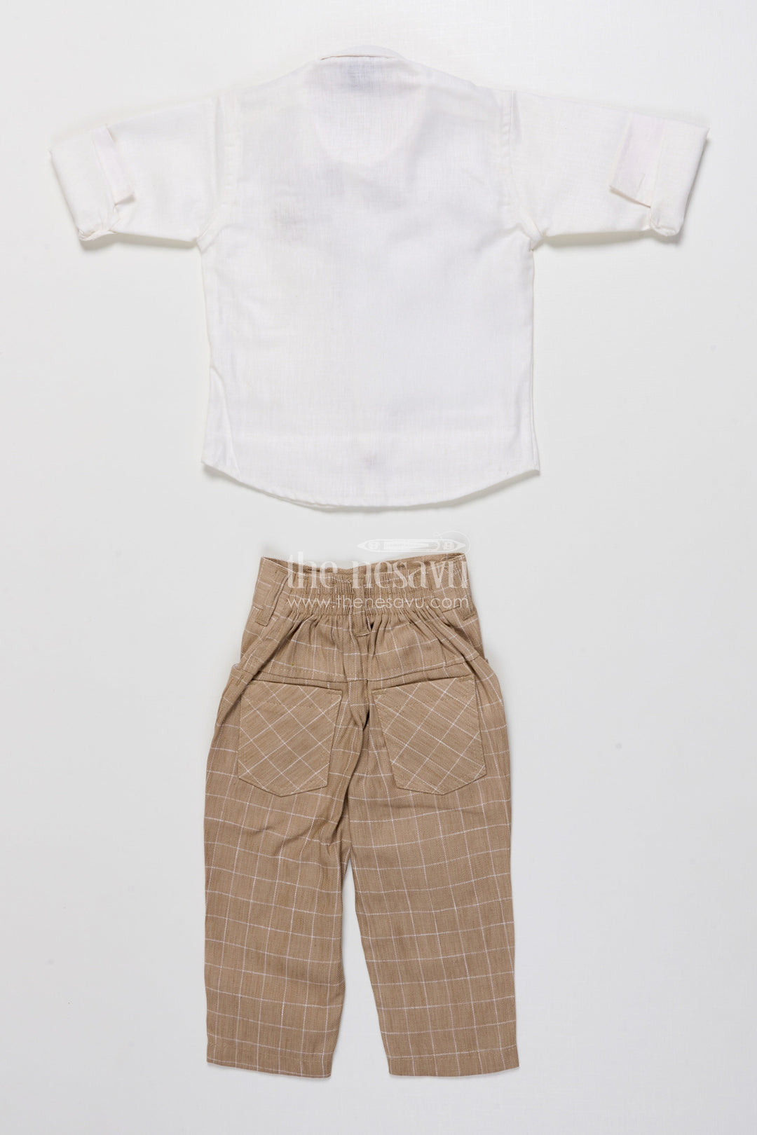 The Nesavu Boys Casual Set Toddler Boys Festive Jacket Set In Beige for Weddings and Events Nesavu Nesavu toddler boys festive jacket set beige cotton weddings traditional celebrations