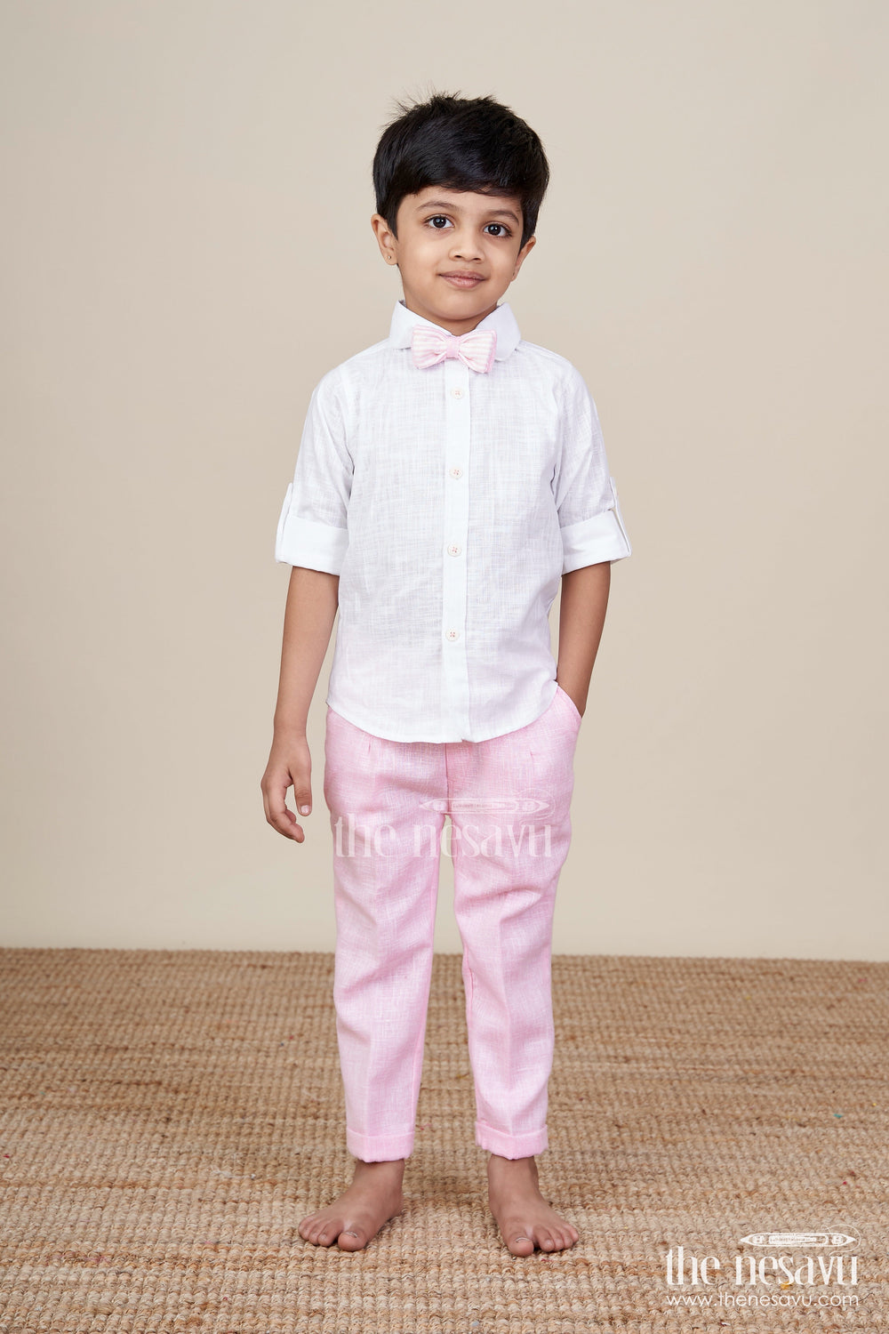 The Nesavu Boys Casual Set Toddler Boys Festive Outfit with Animal Embroidery Jacket and Cotton Pants Nesavu Nesavu toddler boys festive cotton outfit embroidered jacket bow tie ceremonies