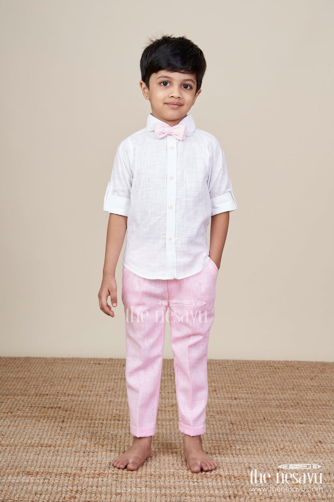 The Nesavu Boys Casual Set Toddler Boys Festive Outfit with Animal Embroidery Jacket and Cotton Pants Nesavu Nesavu toddler boys festive cotton outfit embroidered jacket bow tie ceremonies