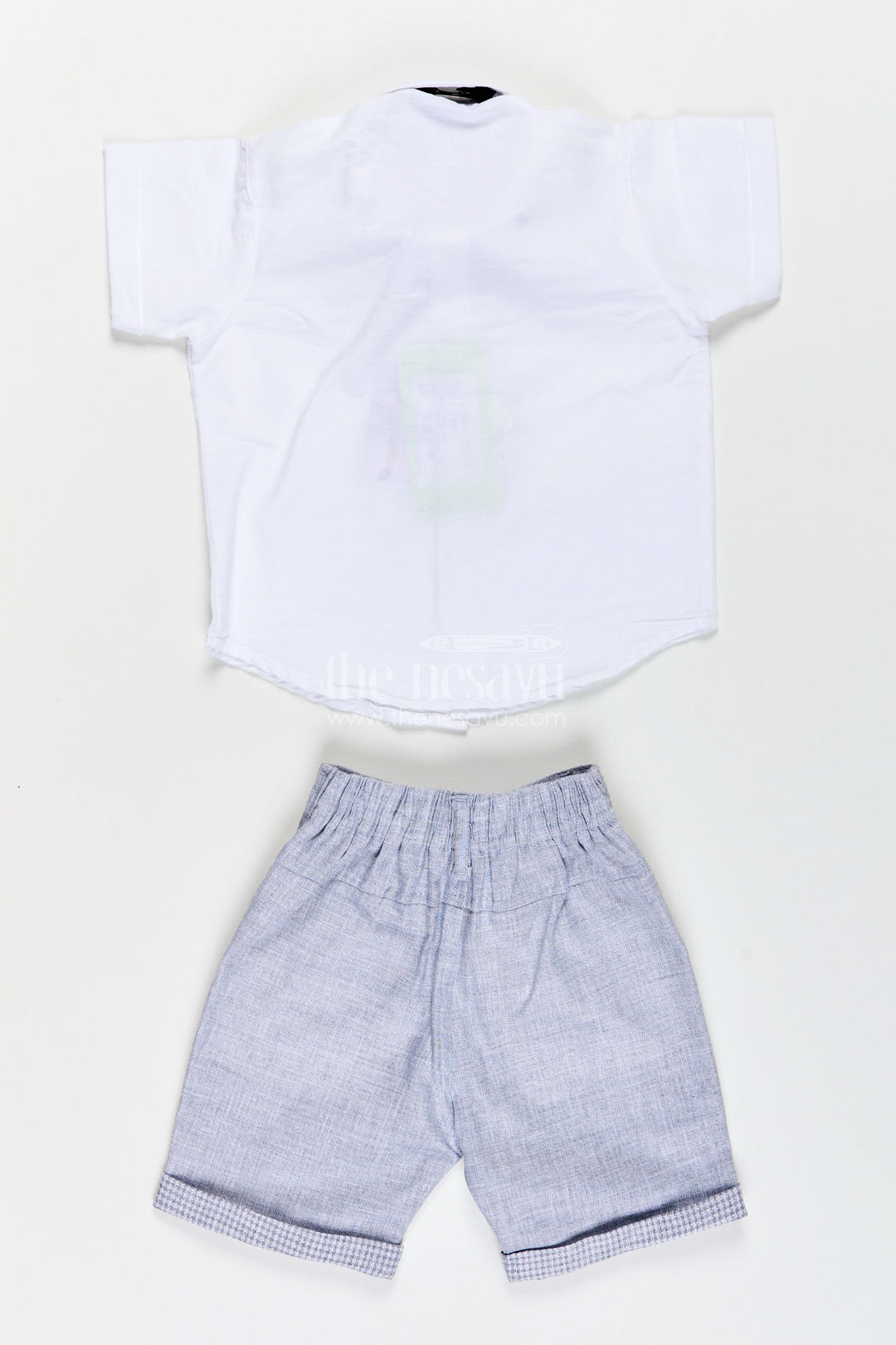 The Nesavu Boys Casual Set Toddler Boys Formal Cotton Set with Checked Jacket and Bow Tie Nesavu Nesavu toddler boys cotton shirt, checked jacket, and shorts set with bow tie