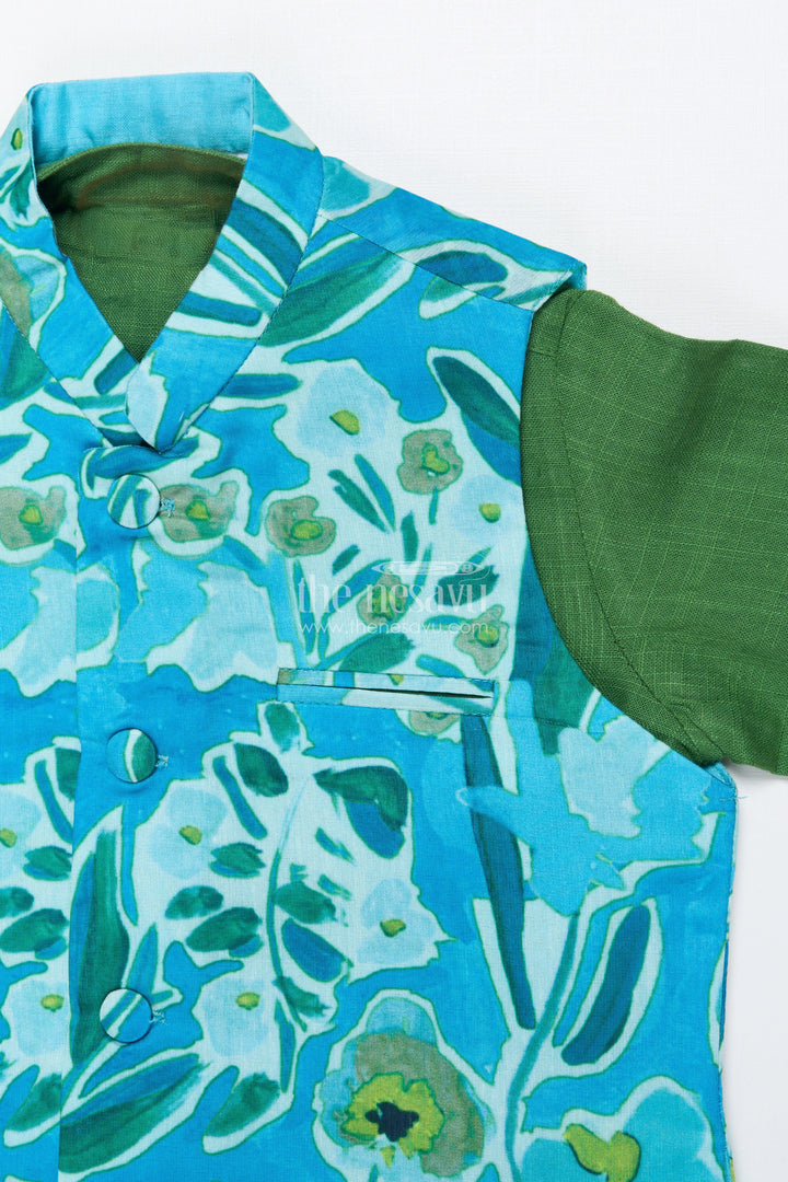 The Nesavu Boys Jacket Sets Toddler Boys Jacket Set for Festive Functions and Weddings Nesavu Nesavu toddler boys festive jacket set digital print weddings celebrations