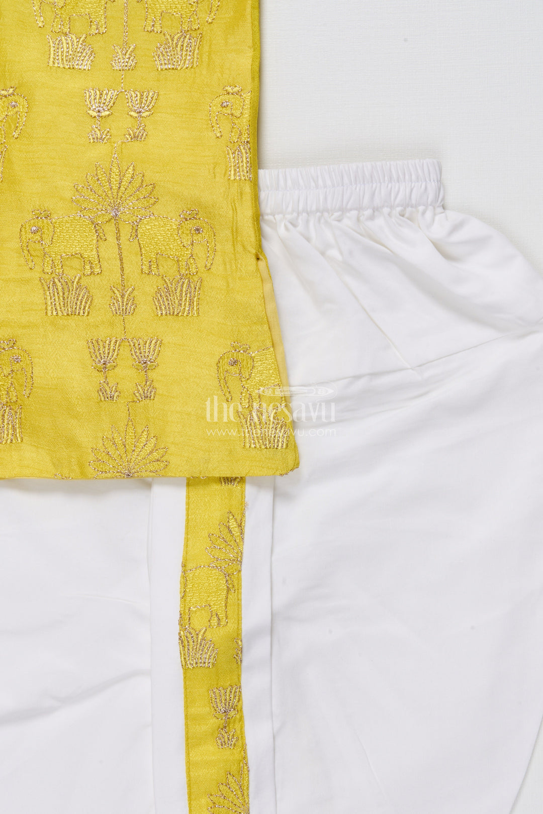 The Nesavu Boys Dothi Set Toddler Boys Kurta Dothi Set for Weddings and Traditional Occasions Nesavu Nesavu toddler boys kurta dothi set embroidery weddings festive celebrations