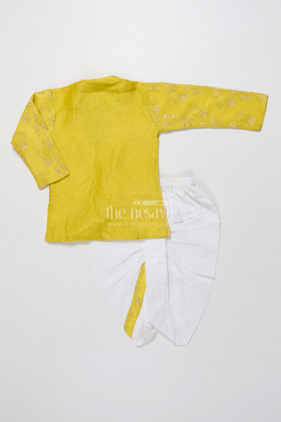 The Nesavu Boys Dothi Set Toddler Boys Kurta Dothi Set for Weddings and Traditional Occasions Nesavu Nesavu toddler boys kurta dothi set embroidery weddings festive celebrations