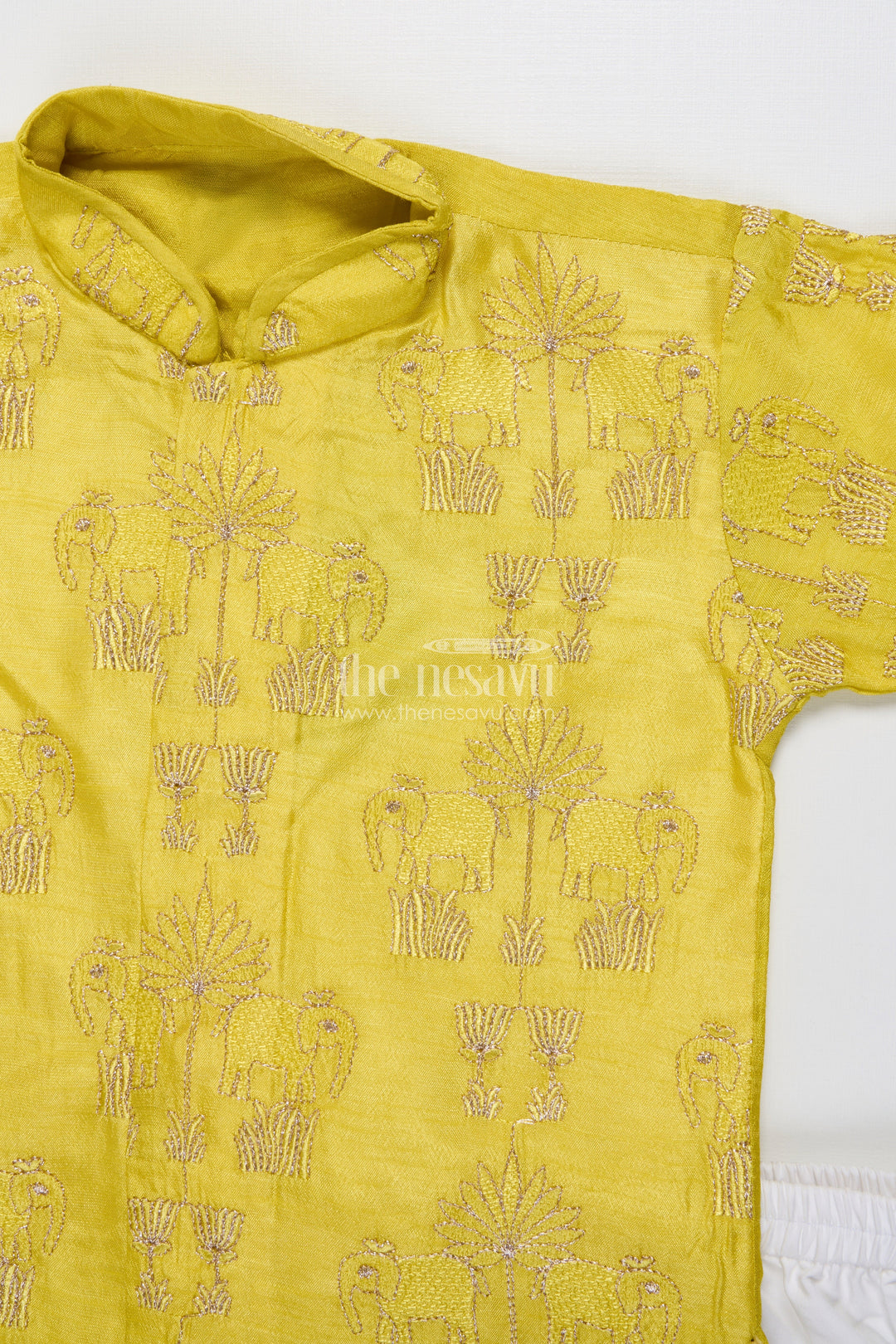 The Nesavu Boys Dothi Set Toddler Boys Kurta Dothi Set for Weddings and Traditional Occasions Nesavu Nesavu toddler boys kurta dothi set embroidery weddings festive celebrations