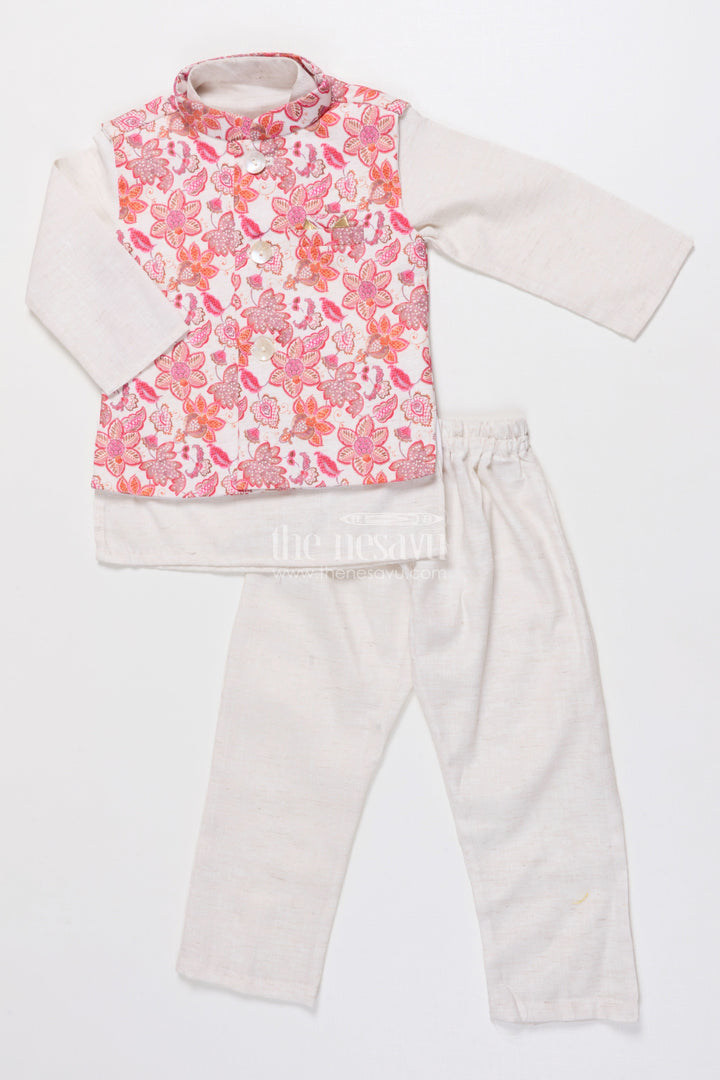 The Nesavu Boys Jacket Sets Toddler Boys Kurta Jacket Set for Festive and Wedding Wear Nesavu Nesavu boys kurta jacket set toddlers embroidered waistcoat perfect festive functions