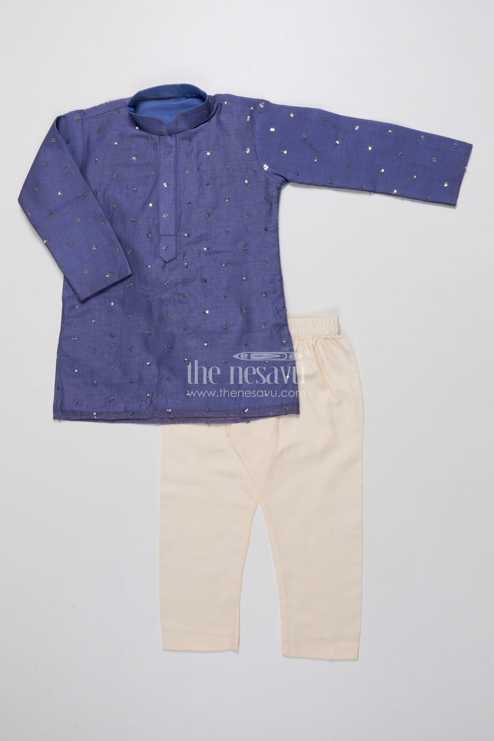 The Nesavu Boys Kurtha Set Toddler Boys Kurta Set for Festive Functions and Family Gatherings Nesavu Nesavu toddler boys kurta set viscose silk sequence embroidery ethnic functions