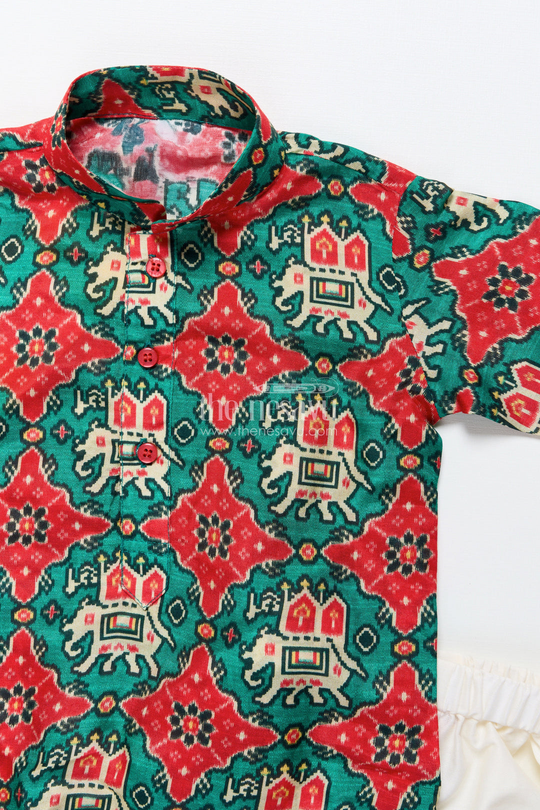 The Nesavu Boys Kurtha Set Toddler Boys Kurta Set for Traditional Functions and Festive Celebrations Nesavu Nesavu toddler boys kurta set patola print  perfect poojas traditional celebrations