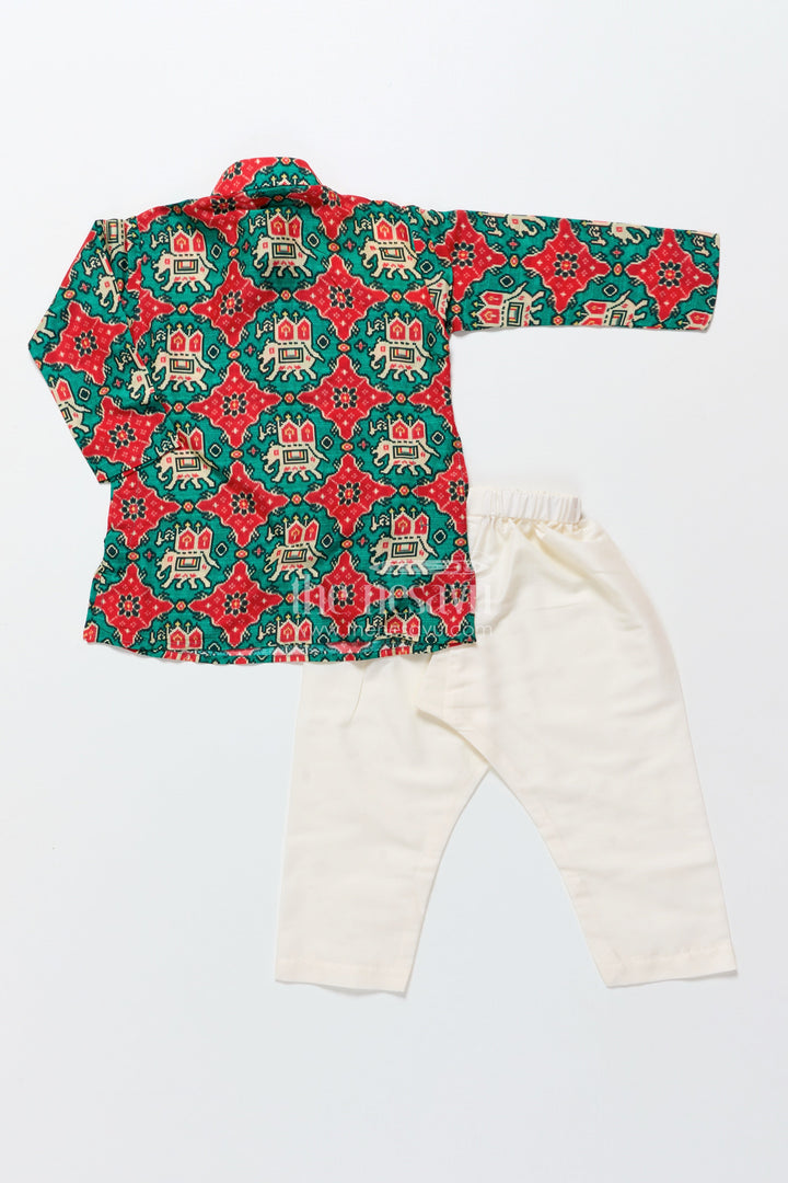 The Nesavu Boys Kurtha Set Toddler Boys Kurta Set for Traditional Functions and Festive Celebrations Nesavu Nesavu toddler boys kurta set patola print  perfect poojas traditional celebrations