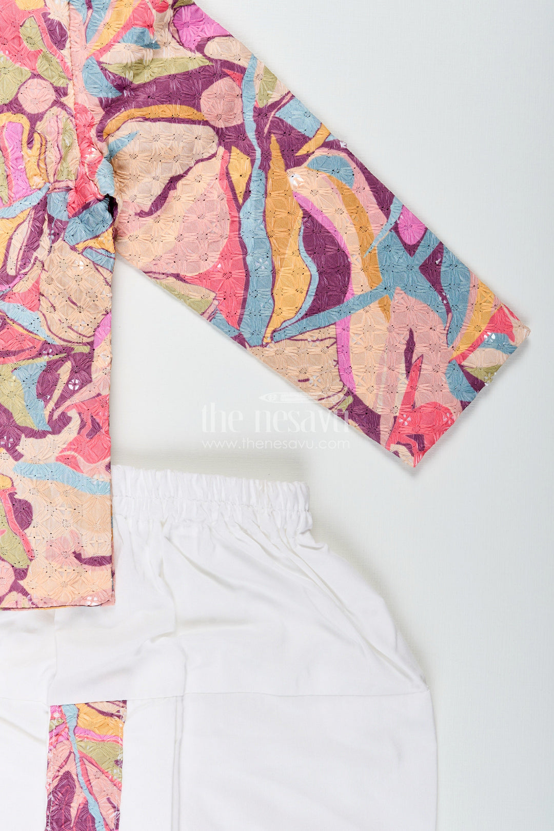 The Nesavu Boys Dothi Set Toddler Boys Multicolor Printed Cotton Blend Dothi Set for Weddings and Festive Wear Nesavu Nesavu toddler boys multicolor printed cotton blend dothi set embroidered jacket