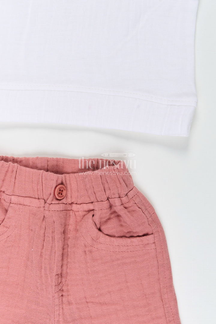 The Nesavu Boys Casual Set Toddler Boys Muslin Cotton Polo Shirt and Shorts Set Nesavu Nesavu toddler boys muslin cotton polo shirt with bear embroidery and shorts set