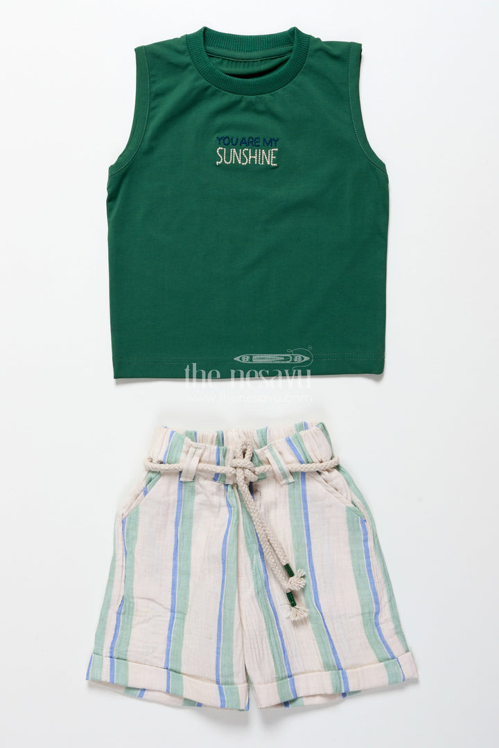 The Nesavu Boys Casual Set Toddler Boys Muslin Stripe Set for Relaxed Dressing and Outings Nesavu Nesavu toddler boys striped muslin cotton outfit summer play casual events relaxed wear