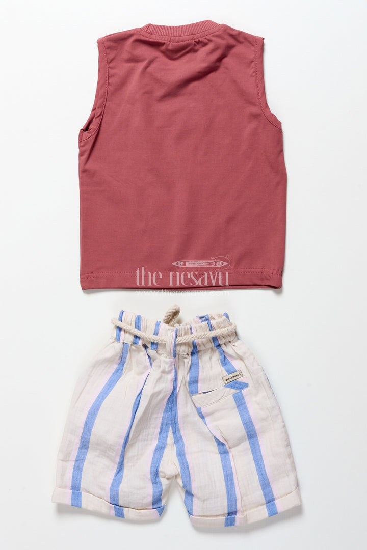 The Nesavu Boys Casual Set Toddler Boys Muslin Striped Cotton Set for Summer and Everyday Dressing Nesavu Nesavu toddler boys striped muslin cotton set everyday summer comfort casual wear