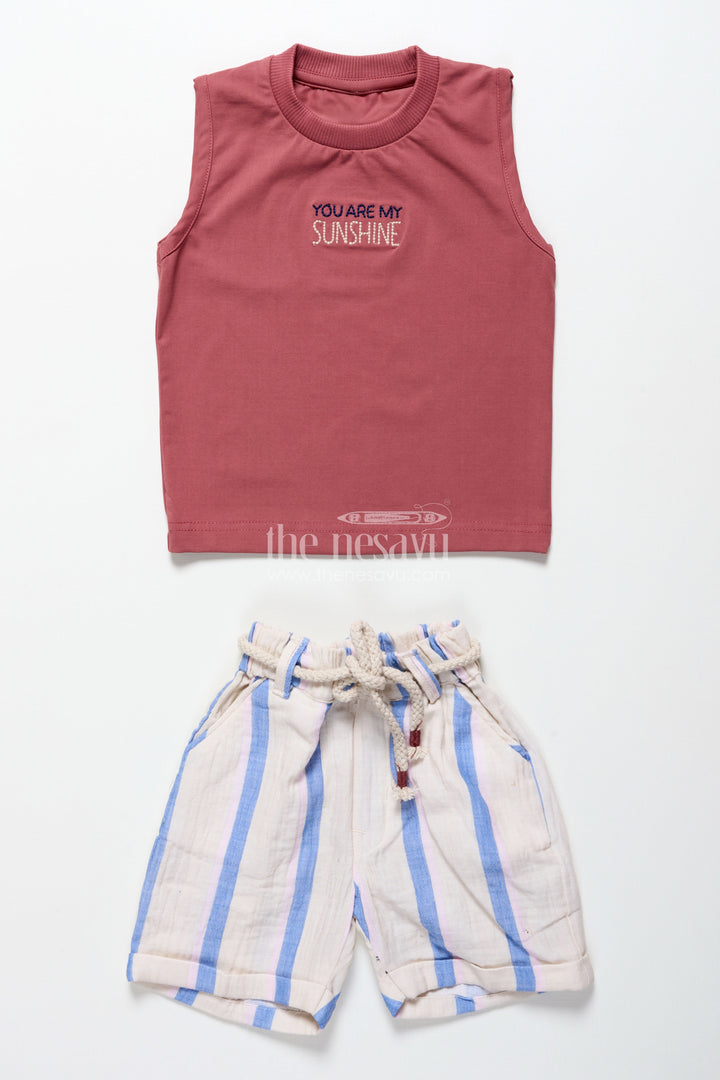 The Nesavu Boys Casual Set Toddler Boys Muslin Striped Cotton Set for Summer and Everyday Dressing Nesavu Nesavu toddler boys striped muslin cotton set everyday summer comfort casual wear