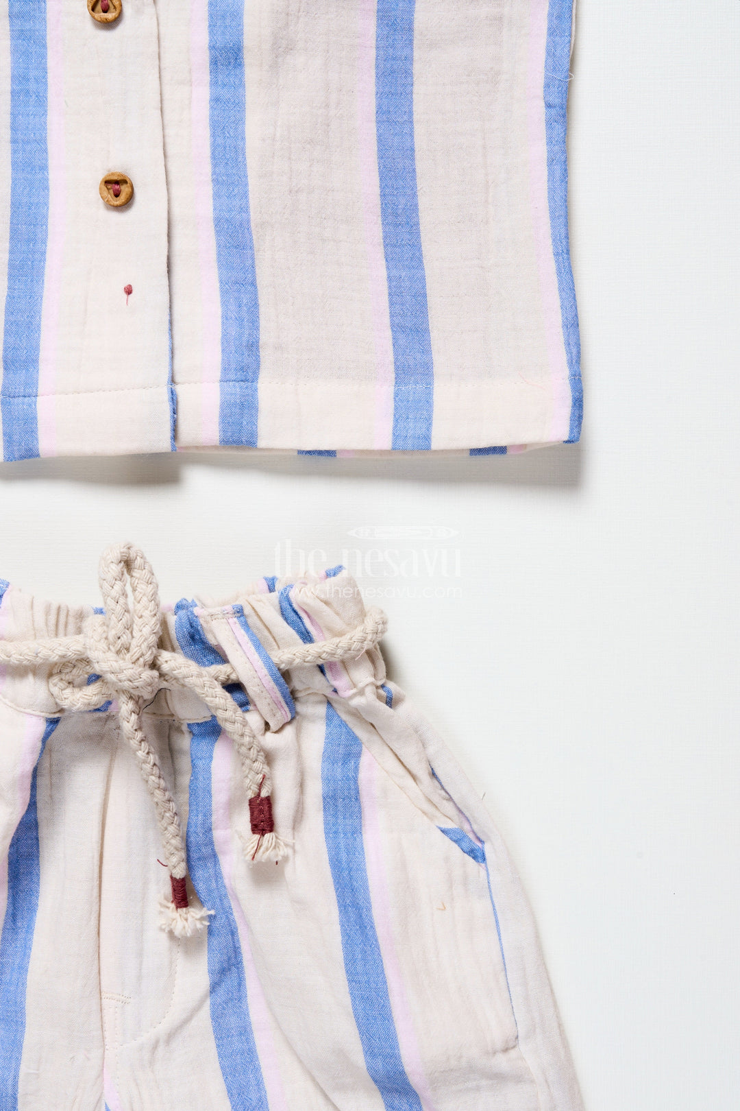 The Nesavu Boys Casual Set Toddler Boys Muslin Striped Cotton Set for Summer and Everyday Dressing Nesavu Nesavu toddler boys striped muslin cotton set everyday summer comfort casual wear