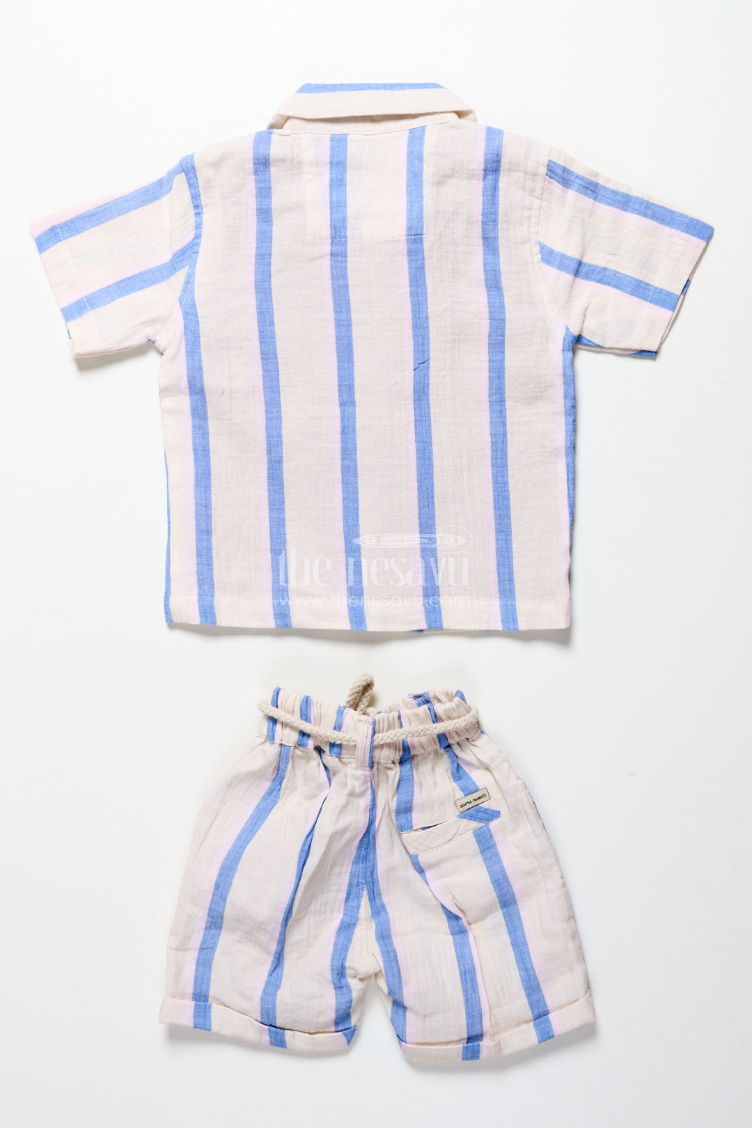The Nesavu Boys Casual Set Toddler Boys Muslin Striped Cotton Set for Summer and Everyday Dressing Nesavu Nesavu toddler boys striped muslin cotton set everyday summer comfort casual wear