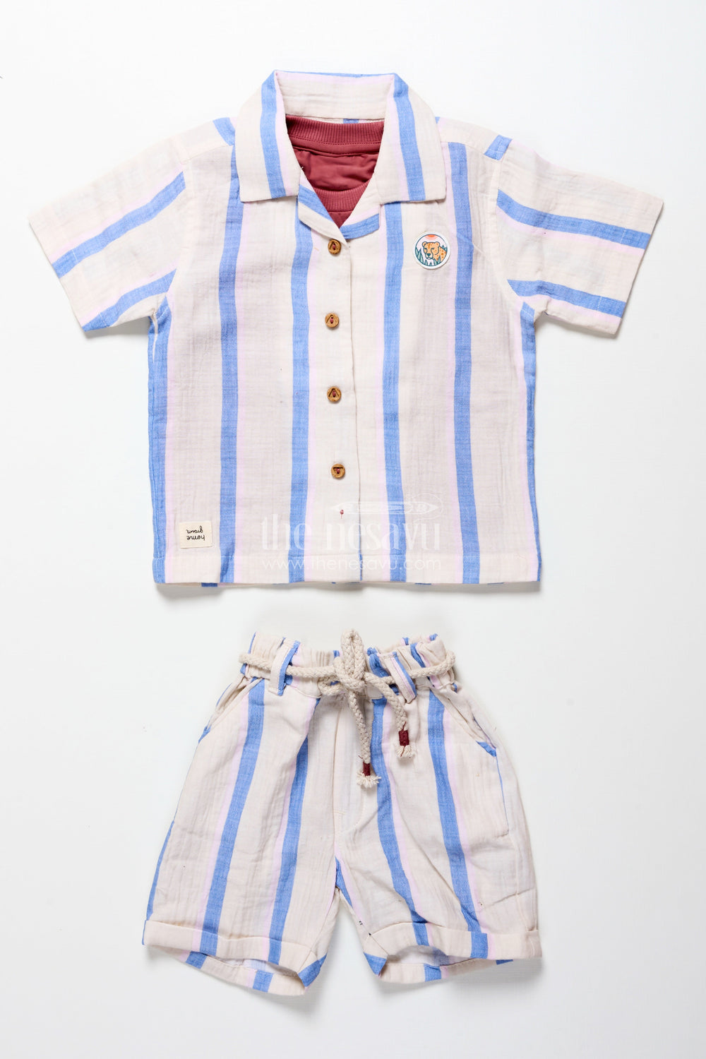 The Nesavu Boys Casual Set Toddler Boys Muslin Striped Cotton Set for Summer and Everyday Dressing Nesavu Nesavu toddler boys striped muslin cotton set everyday summer comfort casual wear