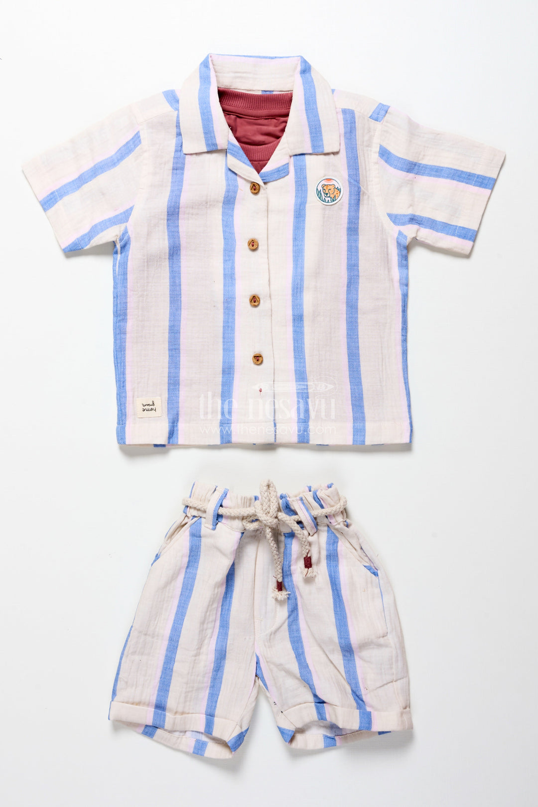 The Nesavu Boys Casual Set Toddler Boys Muslin Striped Cotton Set for Summer and Everyday Dressing Nesavu Nesavu toddler boys striped muslin cotton set everyday summer comfort casual wear