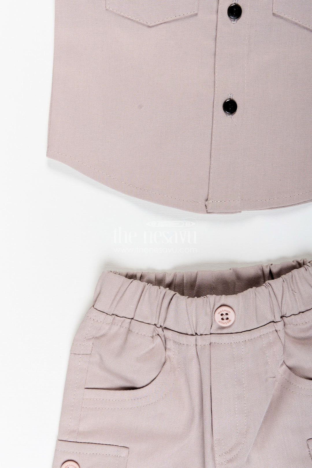 The Nesavu Boys Casual Set Toddler Boys Police Uniform Cotton Shirt and Shorts Set with Cap Nesavu Nesavu toddler boys cotton police uniform style shirt, shorts, and cap set