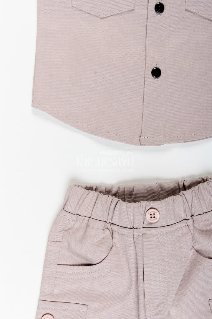 The Nesavu Boys Casual Set Toddler Boys Police Uniform Cotton Shirt and Shorts Set with Cap Nesavu Nesavu toddler boys cotton police uniform style shirt, shorts, and cap set