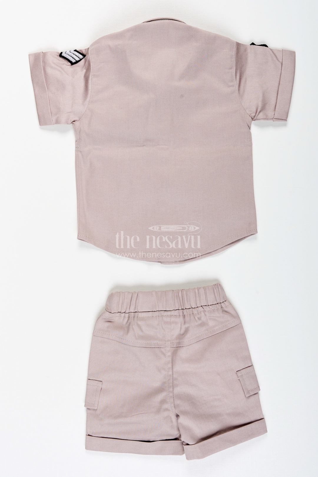 The Nesavu Boys Casual Set Toddler Boys Police Uniform Cotton Shirt and Shorts Set with Cap Nesavu Nesavu toddler boys cotton police uniform style shirt, shorts, and cap set