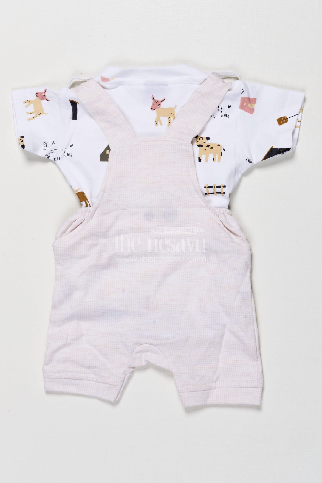 The Nesavu Boys Casual Set Toddler Boys Printed Cotton Outfit for Lounge and Play Nesavu Nesavu printed cotton romper-style outfit baby boys  perfect playtime summer lounging