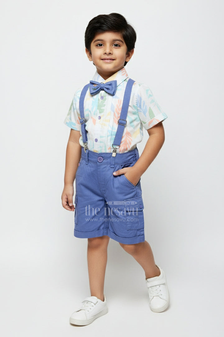 The Nesavu Boys Casual Set Toddler Boys Printed Cotton Shirt and Pant Set for Everyday Fun Nesavu 16 (1Y) / Blue BCS422B-16 Nesavu toddler boys cotton digital print set everyday wear playdates preschool