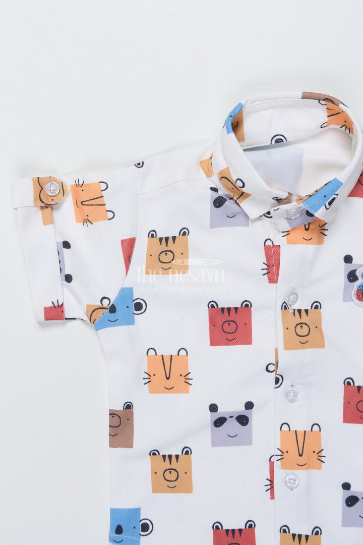 The Nesavu Boys Casual Set Toddler Boys Printed Cotton Shirt and Red Shorts Set Nesavu Nesavu toddler boys cotton printed shirt and red shorts casual set