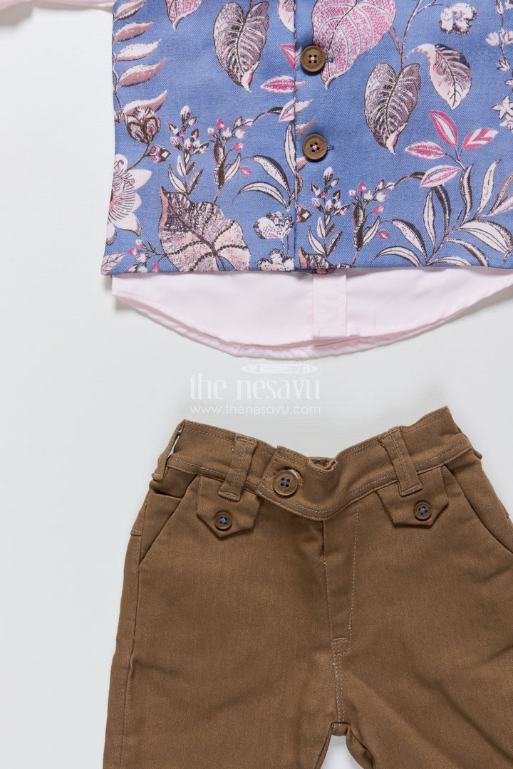 The Nesavu Boys Jacket Sets Toddler Boys Printed Jacket Set for Ethnic Functions and Festive Wear Nesavu Nesavu toddler boys festive jacket set digital print  perfect weddings ethnic events