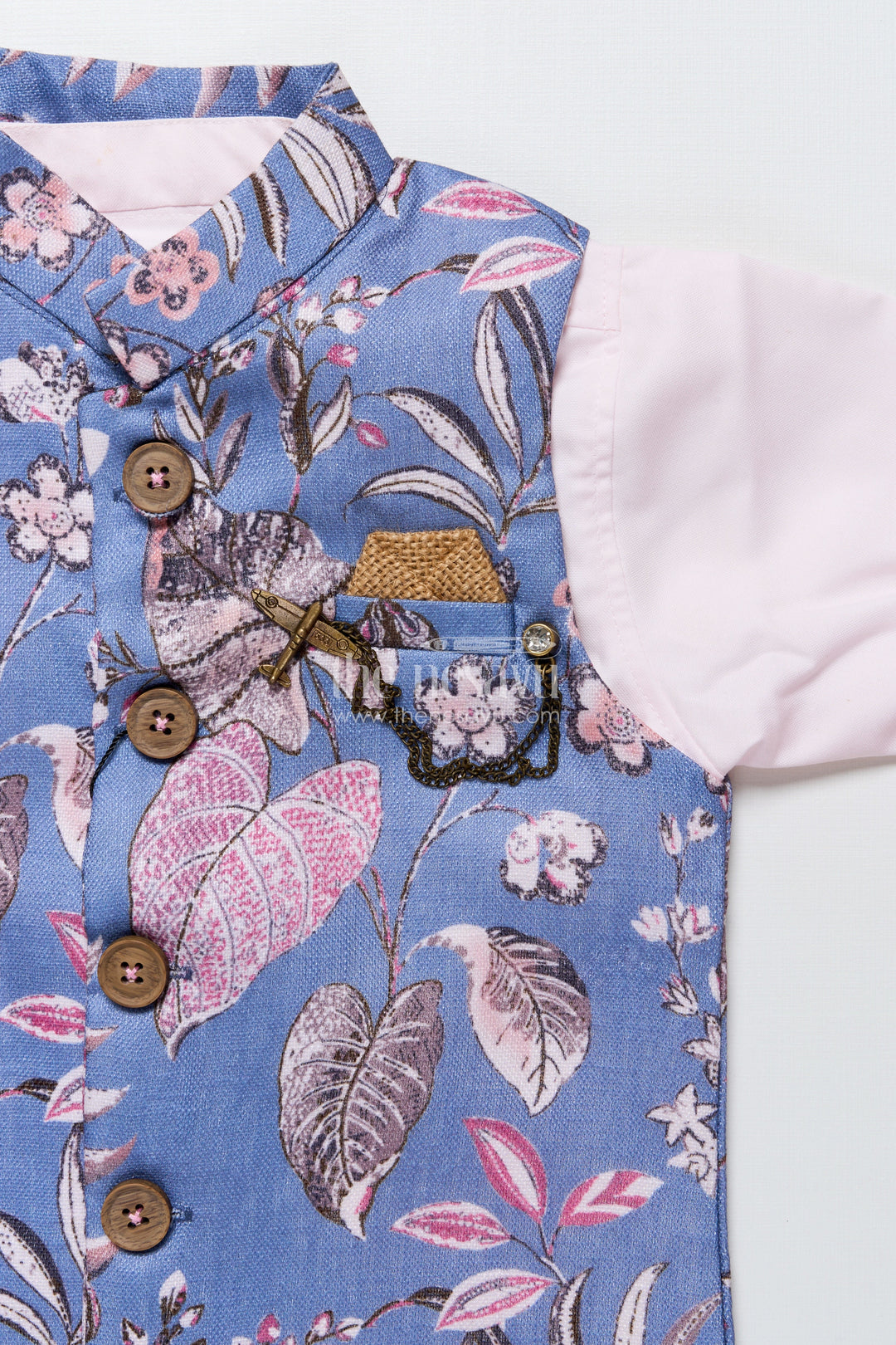 The Nesavu Boys Jacket Sets Toddler Boys Printed Jacket Set for Ethnic Functions and Festive Wear Nesavu Nesavu toddler boys festive jacket set digital print  perfect weddings ethnic events