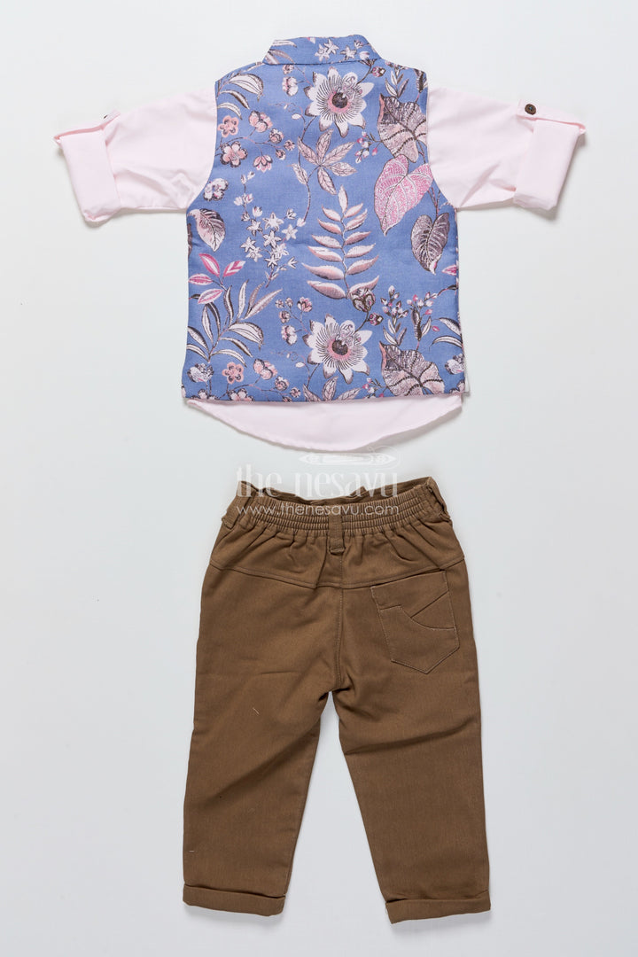 The Nesavu Boys Jacket Sets Toddler Boys Printed Jacket Set for Ethnic Functions and Festive Wear Nesavu Nesavu toddler boys festive jacket set digital print  perfect weddings ethnic events