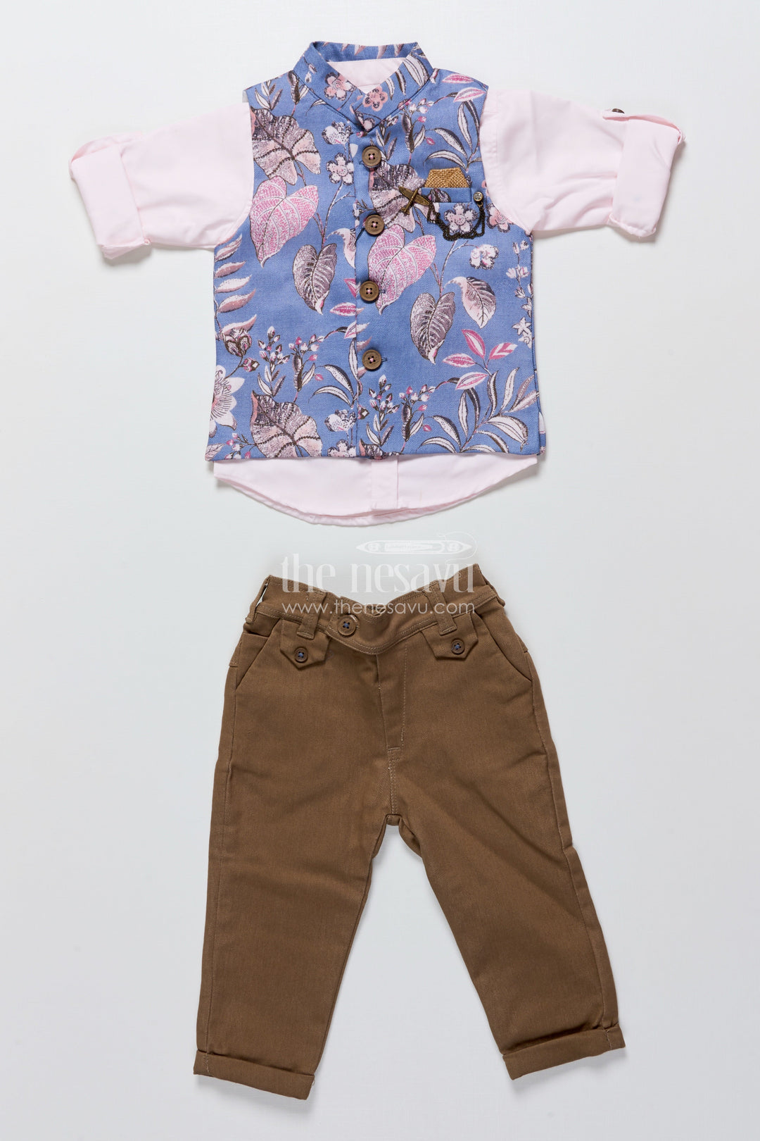 The Nesavu Boys Jacket Sets Toddler Boys Printed Jacket Set for Ethnic Functions and Festive Wear Nesavu Nesavu toddler boys festive jacket set digital print  perfect weddings ethnic events