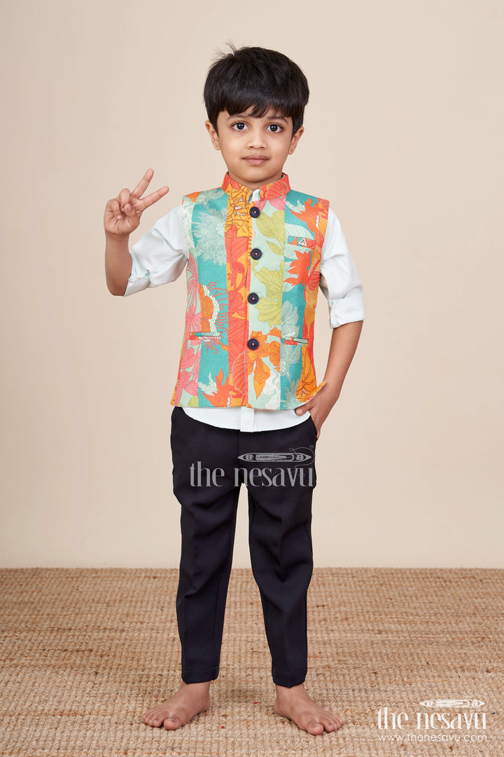 The Nesavu Boys Jacket Sets Toddler Boys Printed Jacket Set for Playful Festive Dressing Nesavu 16 (1Y) / Green BCS430A-16 Nesavu toddler boys printed jacket set festive fun birthday parties casual celebrations