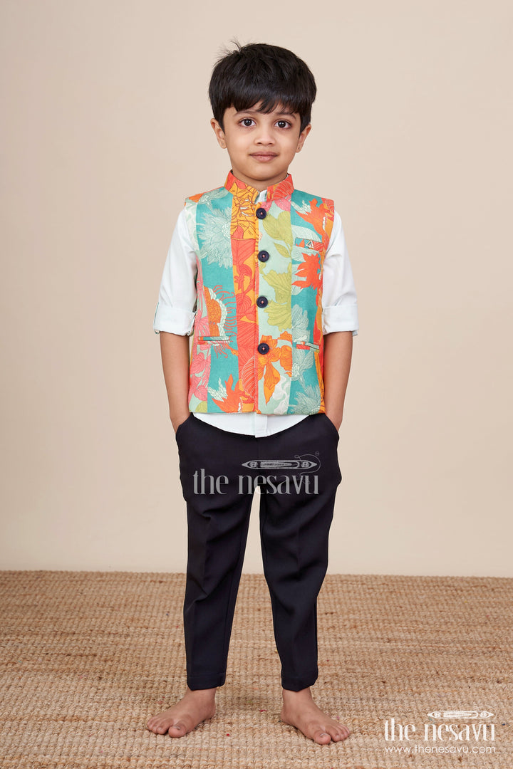 The Nesavu Boys Jacket Sets Toddler Boys Printed Jacket Set for Playful Festive Dressing Nesavu Nesavu toddler boys printed jacket set festive fun birthday parties casual celebrations