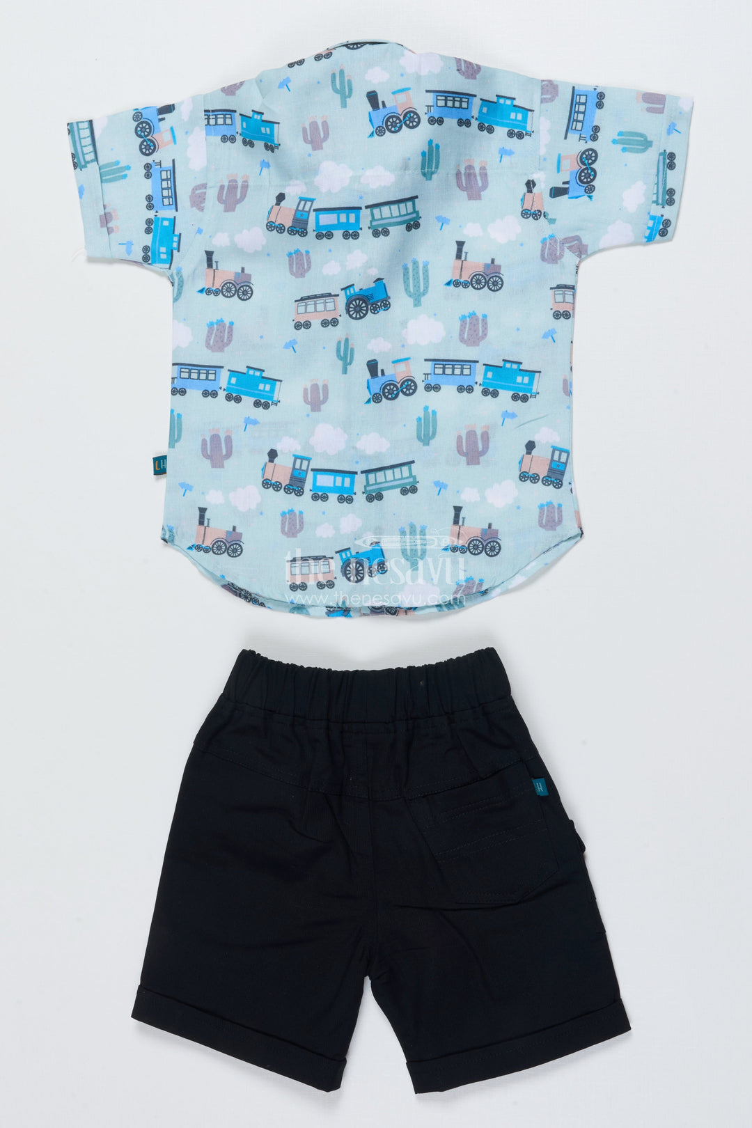 The Nesavu Boys Casual Set Toddler Boys Printed Shirt and Shorts Set for Playdates and Outings Nesavu Nesavu toddler boys casual cotton set digital print outings playful comfort