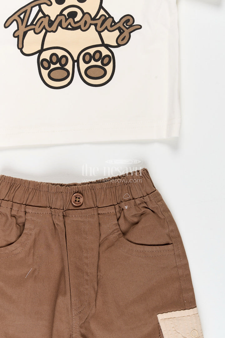 The Nesavu Boys Casual Set Toddler Boys Seersucker Cotton Safari-Style Shirt and Cargo Pants Set Nesavu Nesavu toddler boys seersucker cotton safari shirt, cargo pants, T-shirt and cap set