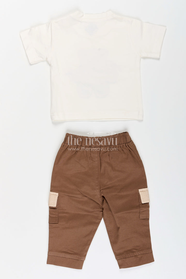 The Nesavu Boys Casual Set Toddler Boys Seersucker Cotton Safari-Style Shirt and Cargo Pants Set Nesavu Nesavu toddler boys seersucker cotton safari shirt, cargo pants, T-shirt and cap set