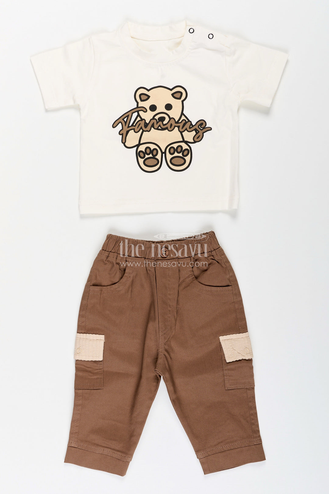 The Nesavu Boys Casual Set Toddler Boys Seersucker Cotton Safari-Style Shirt and Cargo Pants Set Nesavu Nesavu toddler boys seersucker cotton safari shirt, cargo pants, T-shirt and cap set