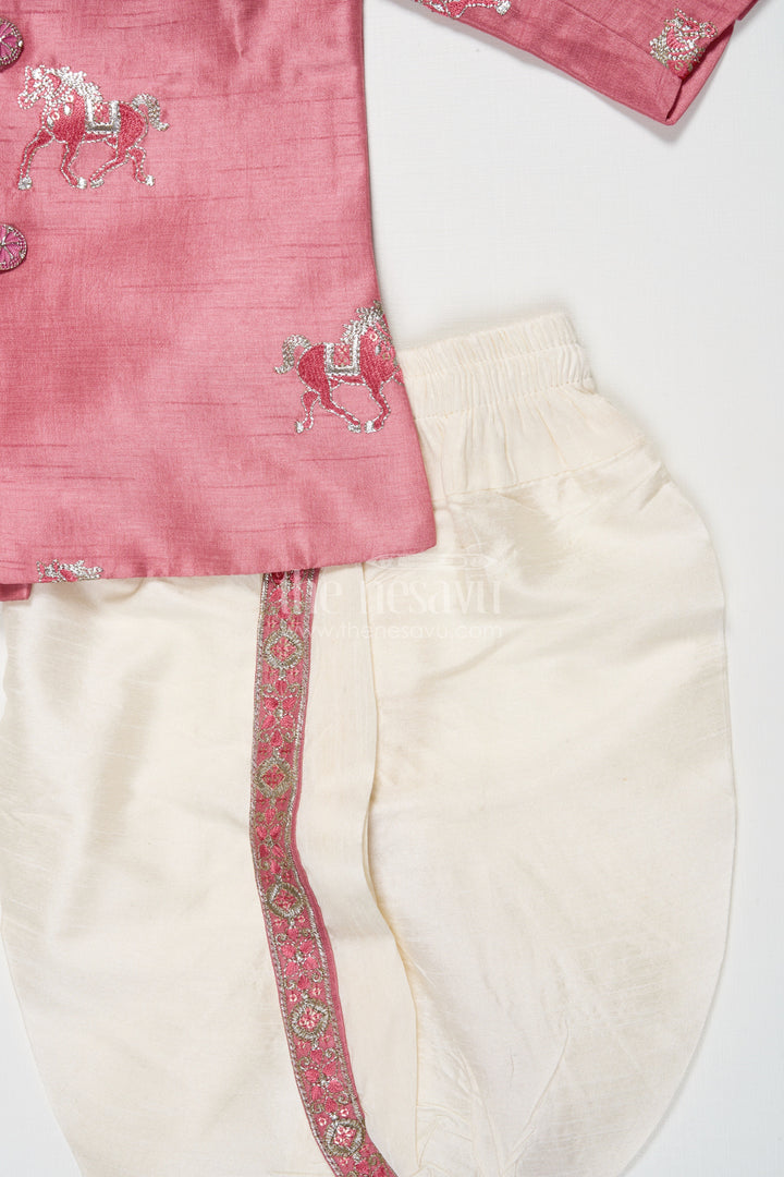 The Nesavu Boys Sherwani Toddler Boys Sherwani Set for Weddings and Ethnic Functions Nesavu Nesavu toddler boys sherwani set thread embroidery festive wedding wear