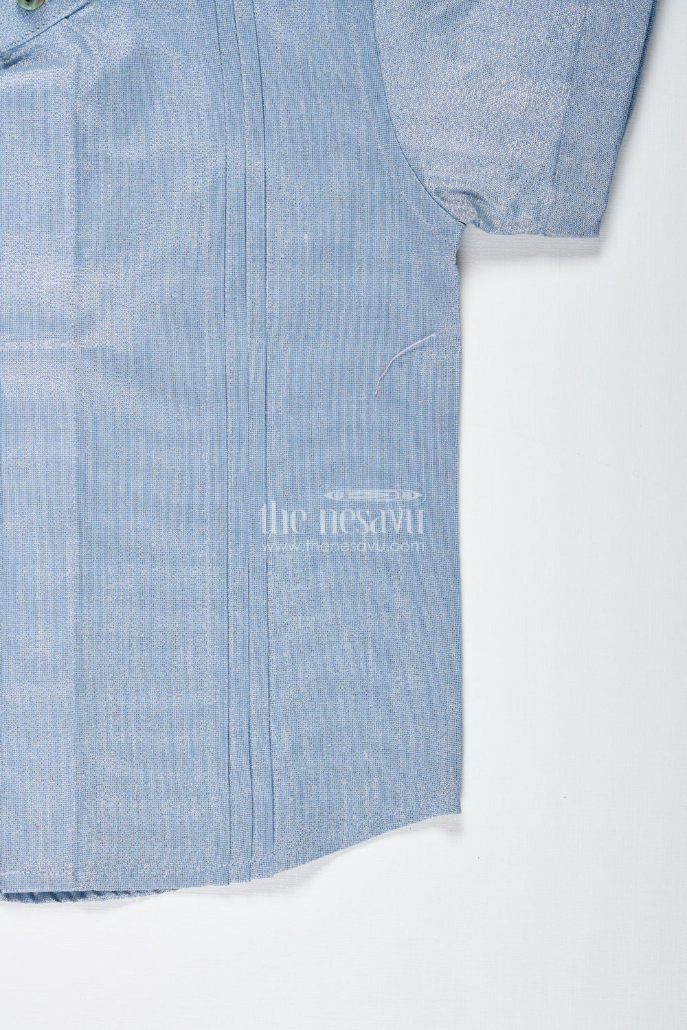 The Nesavu Boys Cotton Shirt Toddler Boys Shirt for Weddings and Temple Ceremonies Nesavu Nesavu Toddler Boys Sky Blue Ethnic Shirt Traditional Wear Pintuck Detailing