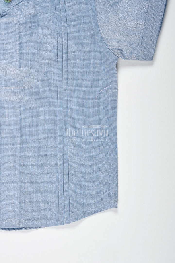 The Nesavu Boys Cotton Shirt Toddler Boys Shirt for Weddings and Temple Ceremonies Nesavu Nesavu Toddler Boys Sky Blue Ethnic Shirt Traditional Wear Pintuck Detailing